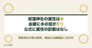 蛇窪神社の属性は水属性？御祭神やご利益と巳の日の混雑は？