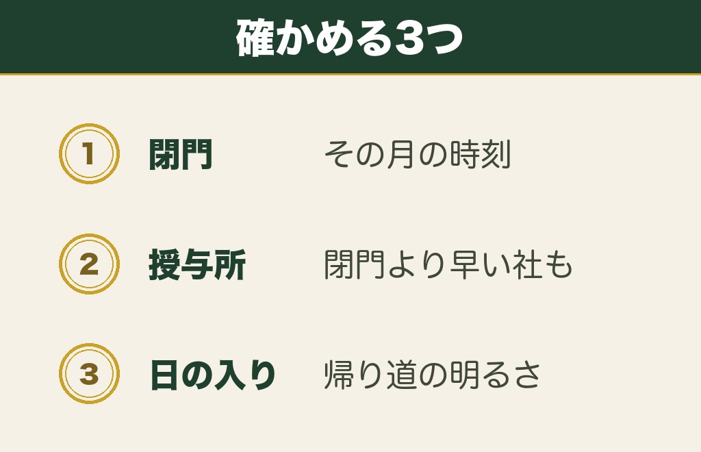 夕方に神社参拝へ行くときの時間の段取り