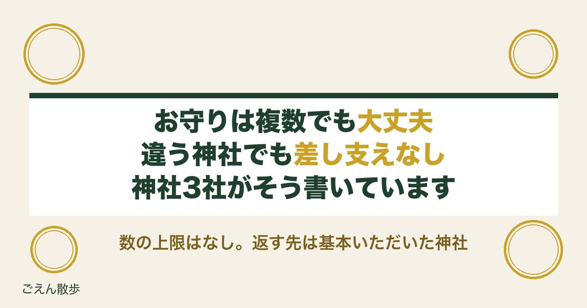 お守りは複数で違う神社でも大丈夫?ポーチや返す場所の作法も