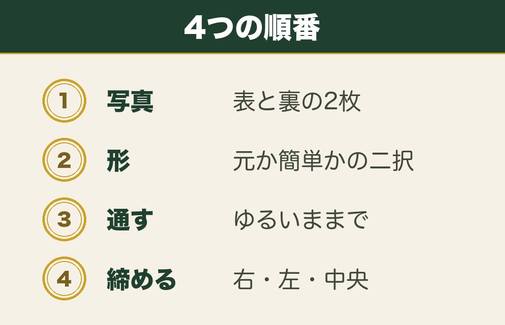 ほどけた紐を結び直すときの順番