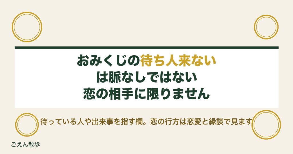 おみくじの待ち人来ないは脈なし？恋愛や縁談との違いも解説